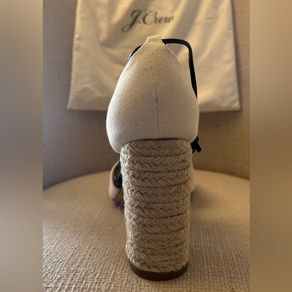 J Crew Stella Heels, Canvas and Leather, Never Worn, Size 10, includes shoe bag. - Picture 5 of 9